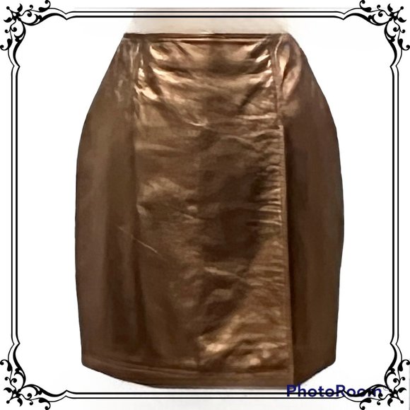 ISTANTE by Versace Copper Metallic Leather Skirt - Size 6 US / Italy 42 - Picture 2 of 12